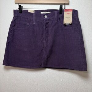 Levis Icon Skirt Purple Corduroy Mid Rise Preppy Fall Mini Skirt Size 30 NWT